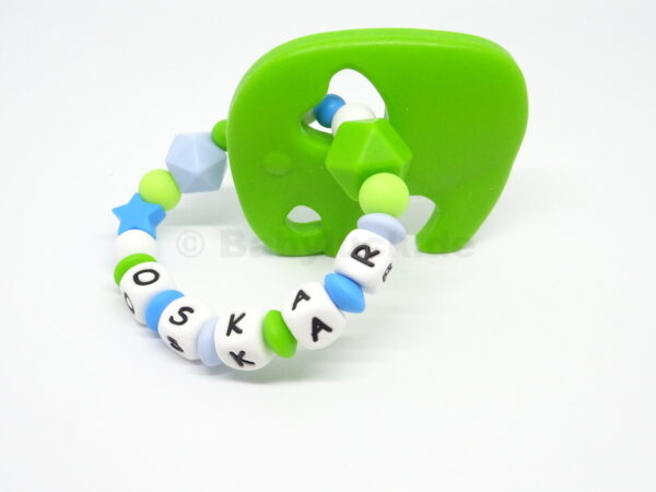 Silikon Greifring mit Name und Elefant